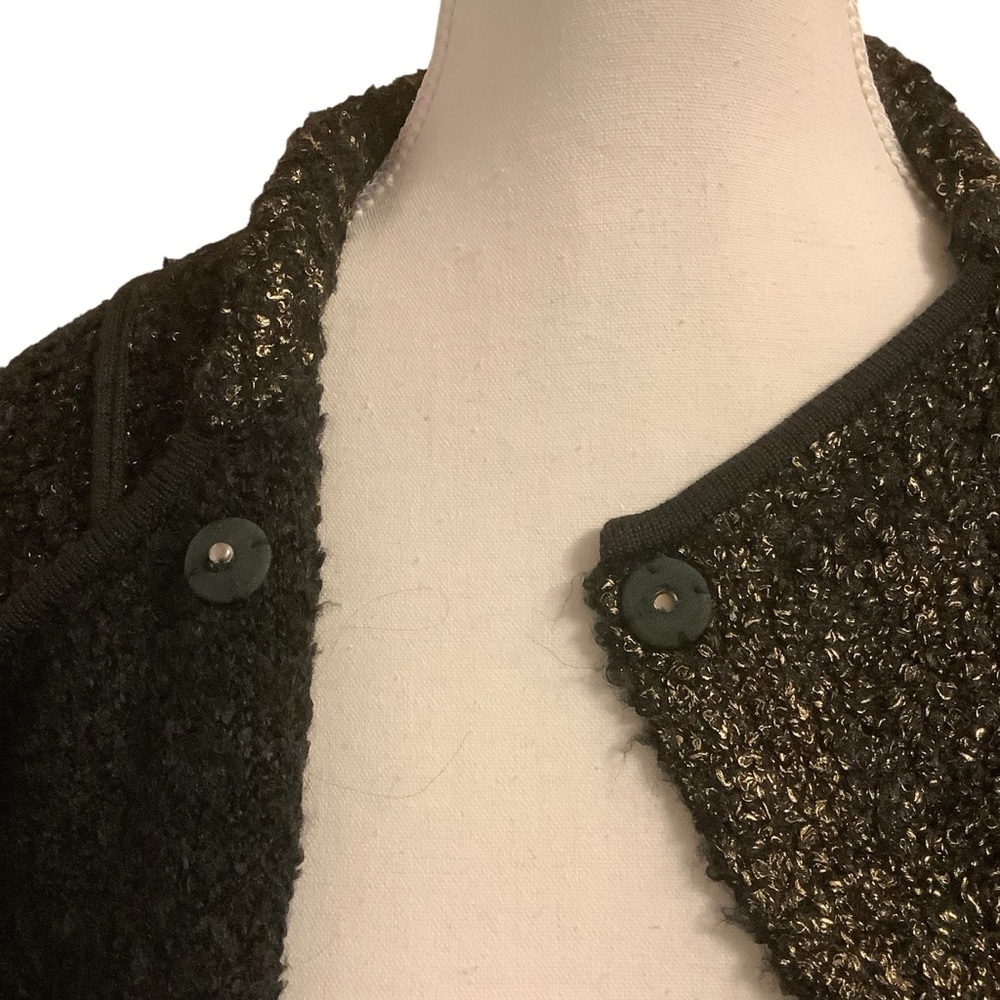 OLSEN EUROPE BLACK & METALLIC GOLD ZIP UP LONG SLEEVE SWEATER/ JACKET/ Size L - Picture 8 of 13